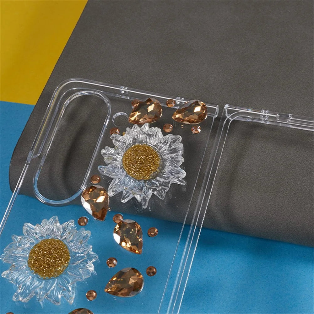 For Samsung Galaxy Z Fold5 5G Hard PC Phone Case 2-Piece Design Rhinestone Decor Folding Phone Cover - 4
