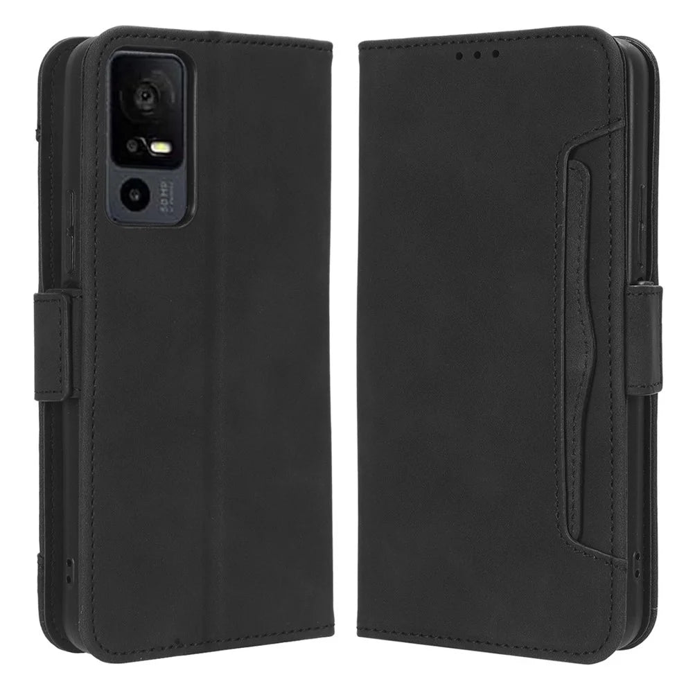 For TCL 40 XE / 40 X T601D / NxtPaper 5G Multiple Card Slots Phone Case PU Leather Protective Cover with Stand Wallet - Black - 1