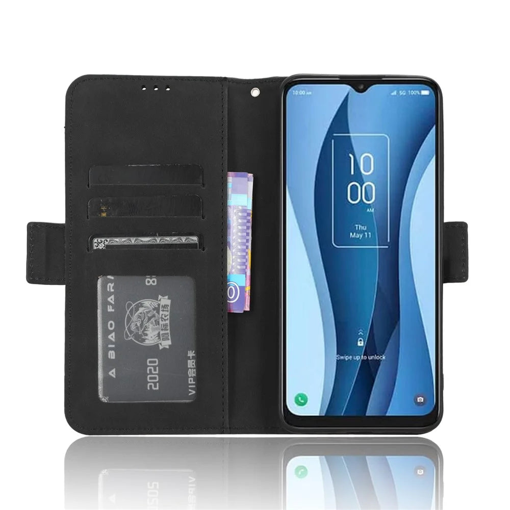 For TCL 40 XE / 40 X T601D / NxtPaper 5G Multiple Card Slots Phone Case PU Leather Protective Cover with Stand Wallet - Black - 3