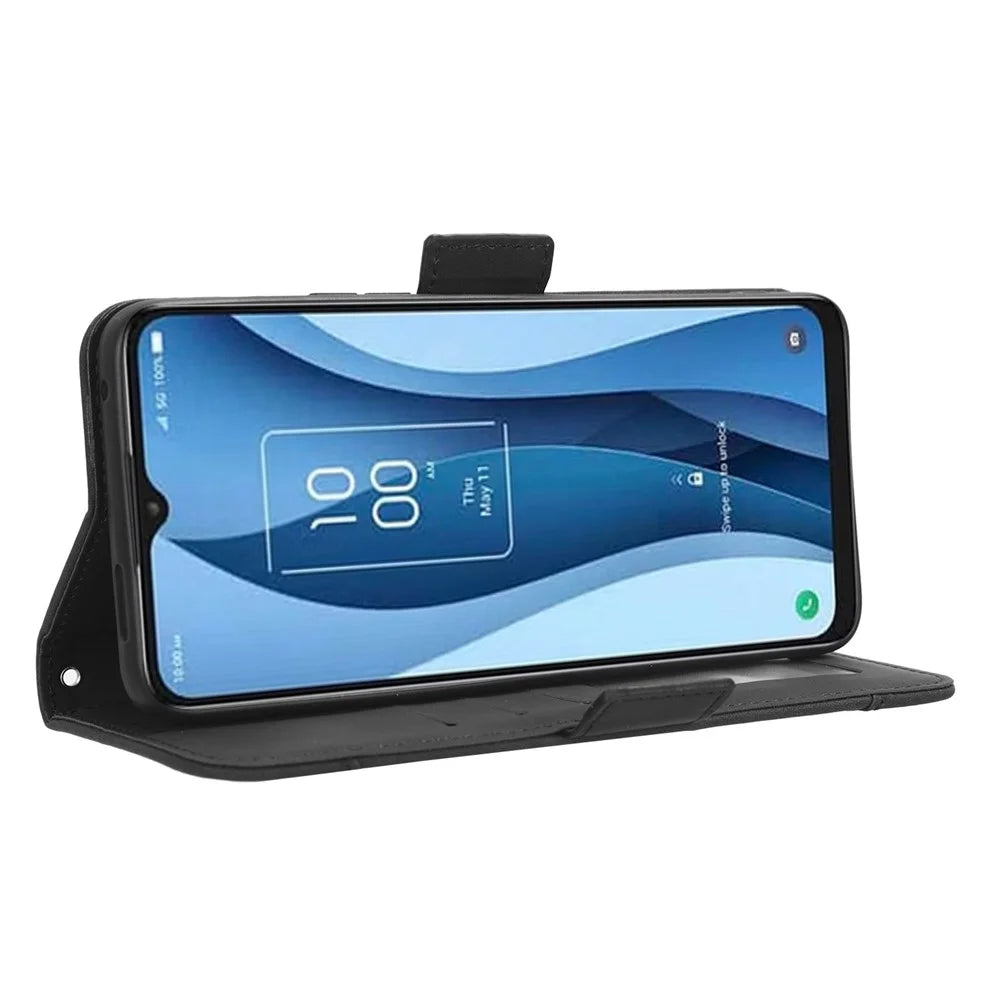 For TCL 40 XE / 40 X T601D / NxtPaper 5G Multiple Card Slots Phone Case PU Leather Protective Cover with Stand Wallet - Black - 4