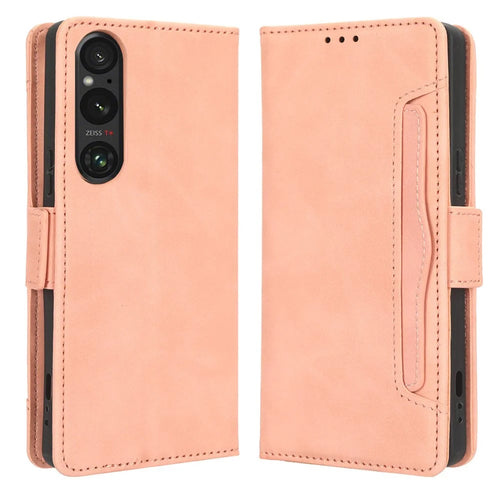 Wallet Case for Sony Xperia 1 V PU Leather Multiple Card Slots Stand Phone Cover - Pink - 1