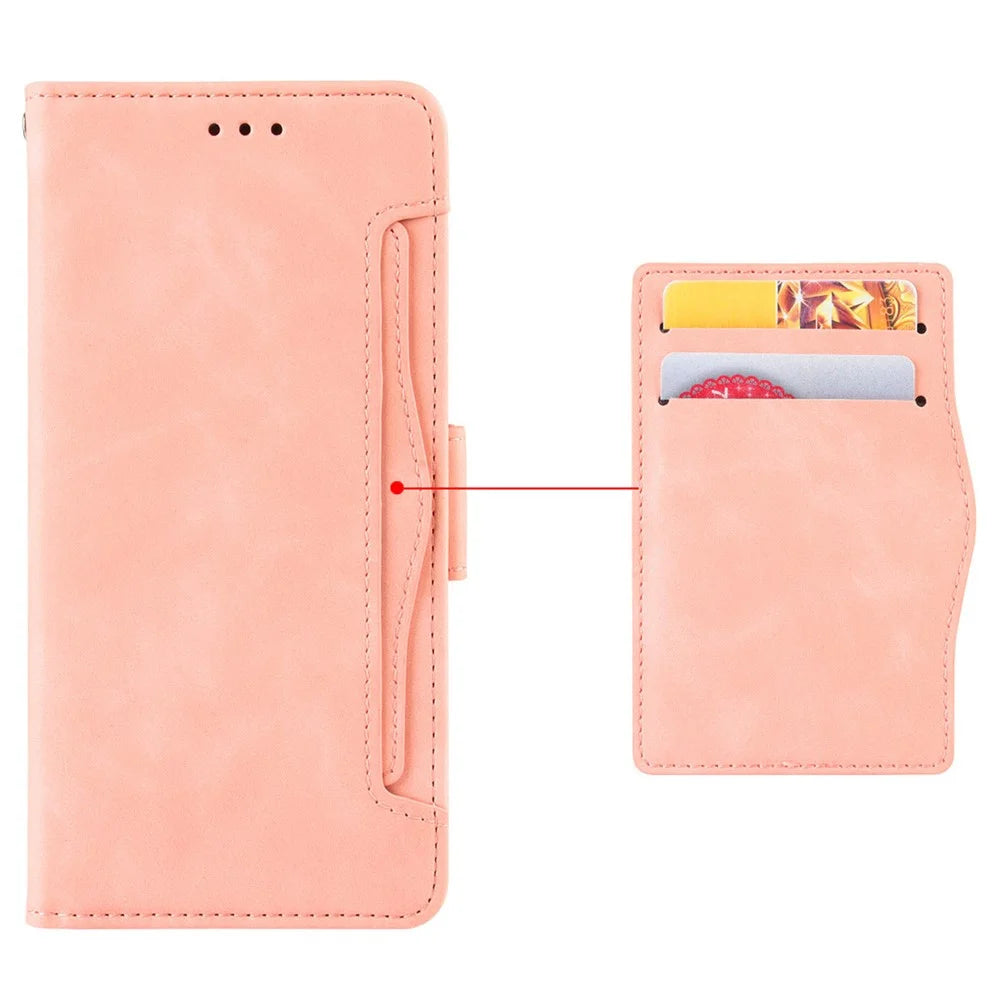 Wallet Case for Sony Xperia 1 V PU Leather Multiple Card Slots Stand Phone Cover - Pink - 5