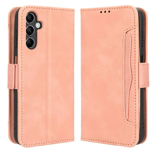 For Samsung Galaxy M54 5G / F54 5G PU Leather Phone Case Multiple Card Slots Wallet Stand Flip Cover - Pink - 1