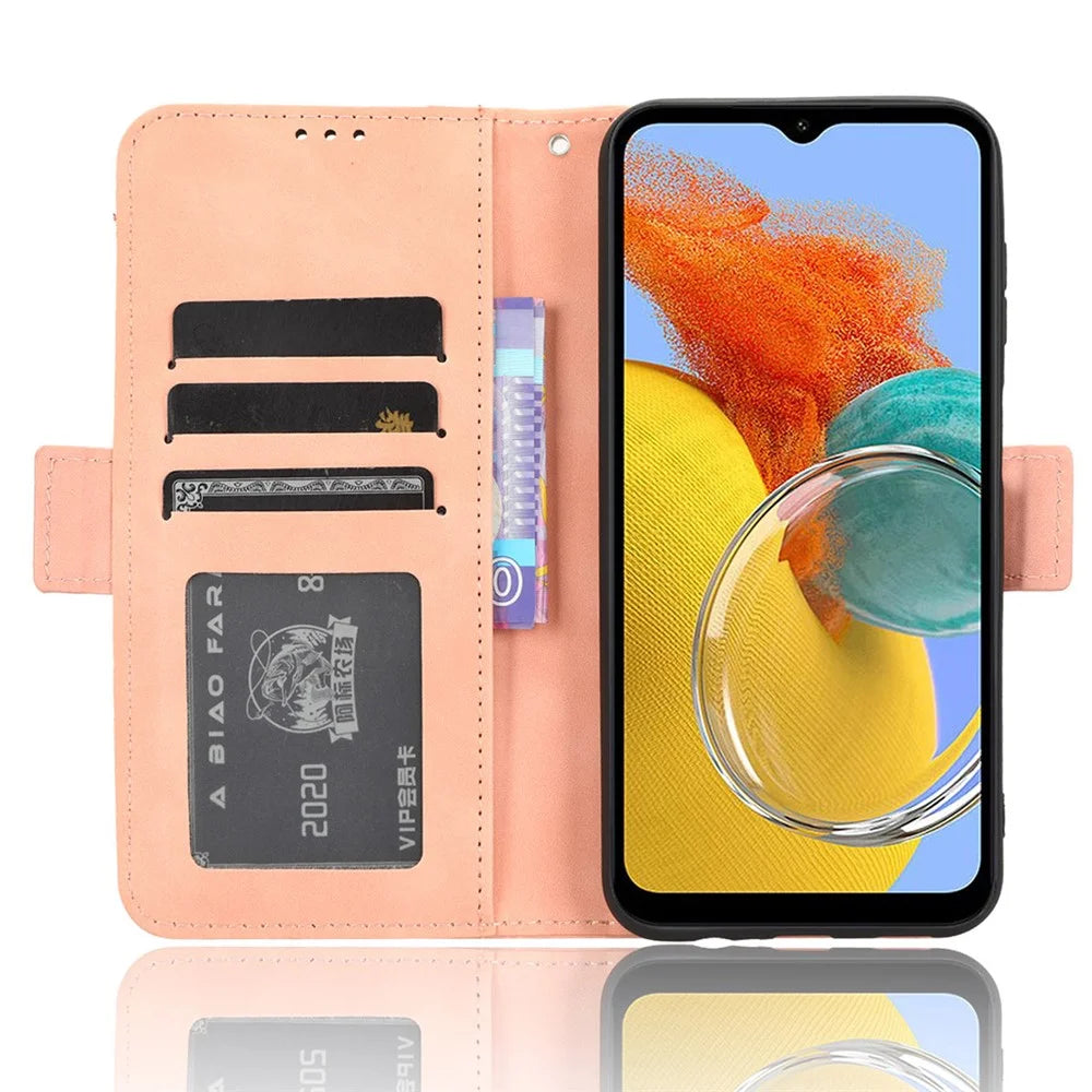 For Samsung Galaxy M54 5G / F54 5G PU Leather Phone Case Multiple Card Slots Wallet Stand Flip Cover - Pink - 3