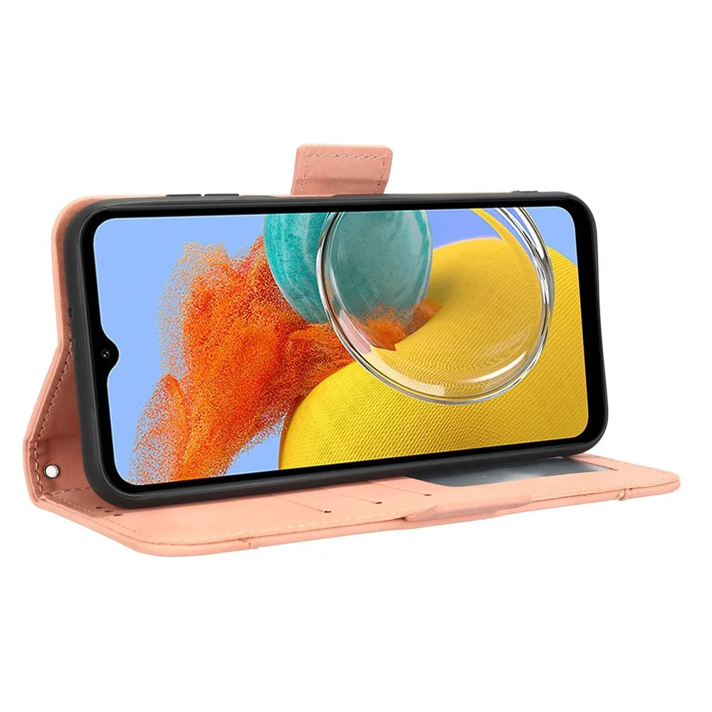 For Samsung Galaxy M54 5G / F54 5G PU Leather Phone Case Multiple Card Slots Wallet Stand Flip Cover - Pink - 4