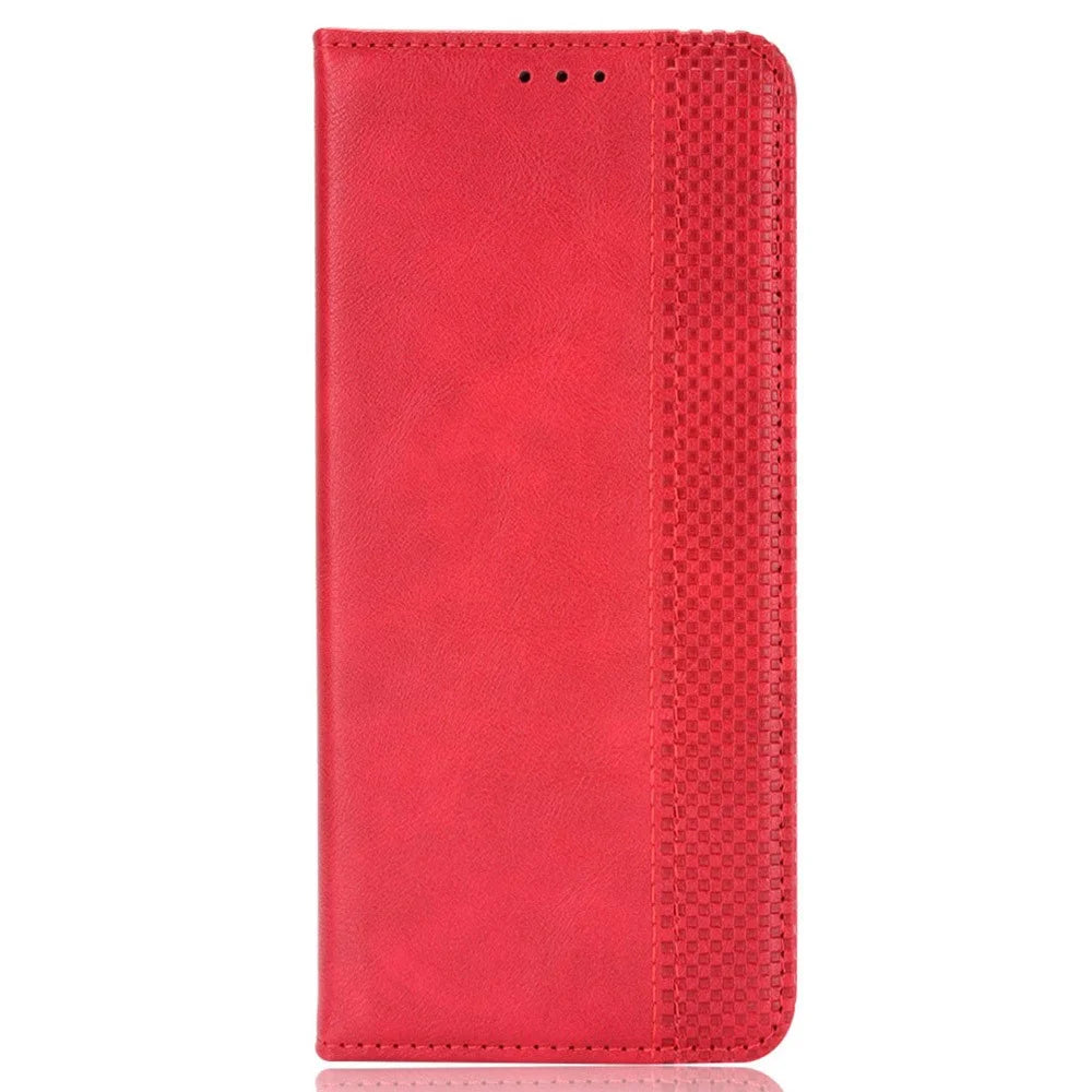 For Samsung Galaxy M54 5G / F54 5G PU Leather Vintage Magnetic Cover Stand Flip Wallet Phone Case - Red - 6
