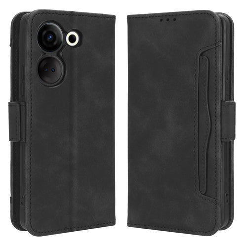 For TECNO Camon 20 Pro 4G CK7n / 20 4G CK6 PU Leather Wallet Case Flip Stand Protective Phone Cover with Multiple Card Slots - Black - 1