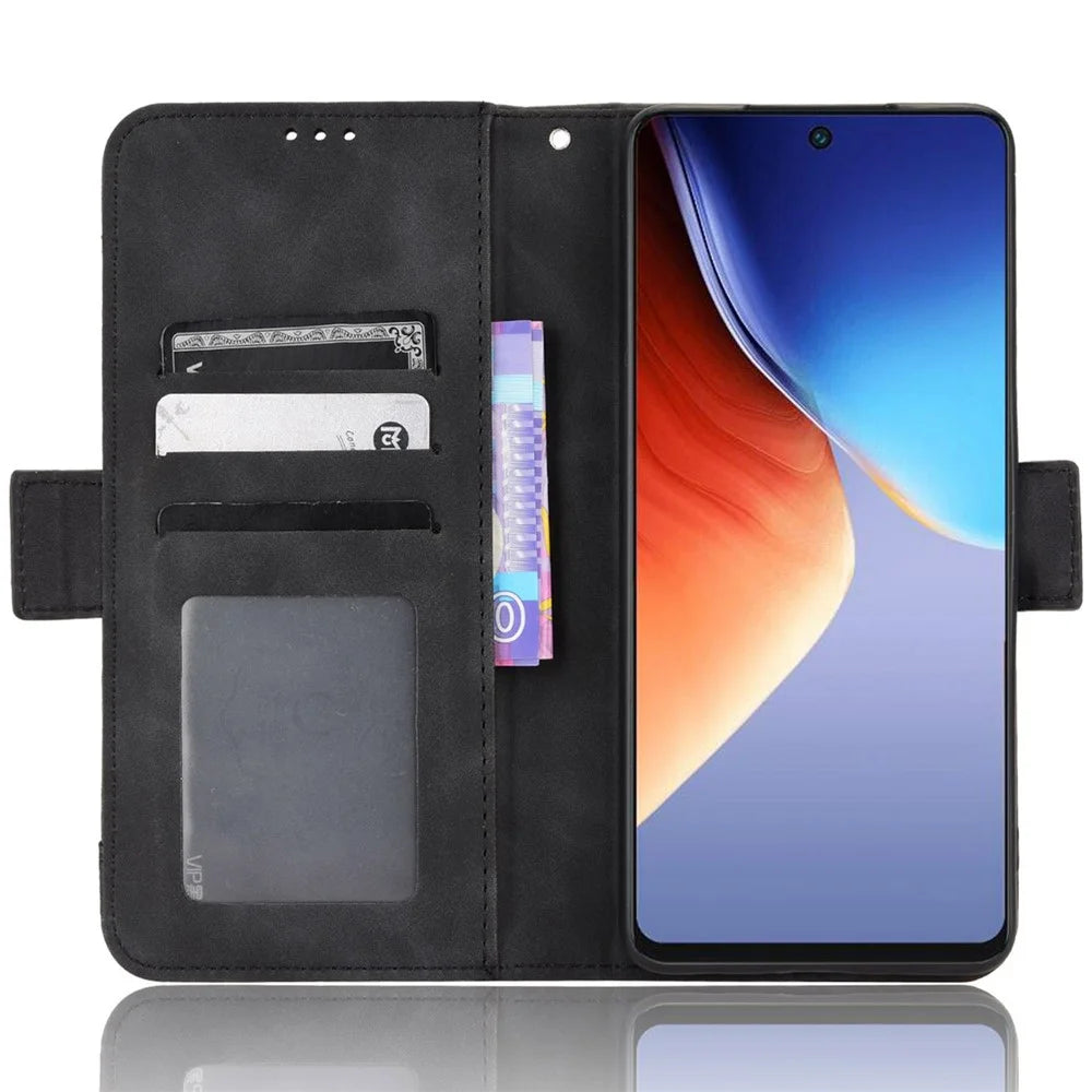 For TECNO Camon 20 Pro 4G CK7n / 20 4G CK6 PU Leather Wallet Case Flip Stand Protective Phone Cover with Multiple Card Slots - Black - 3