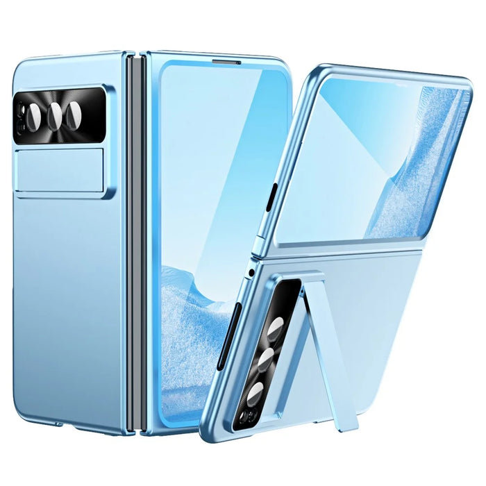 For Google Pixel Fold Electroplating Kickstand Phone Case PC Phone Cover - Blue - 1