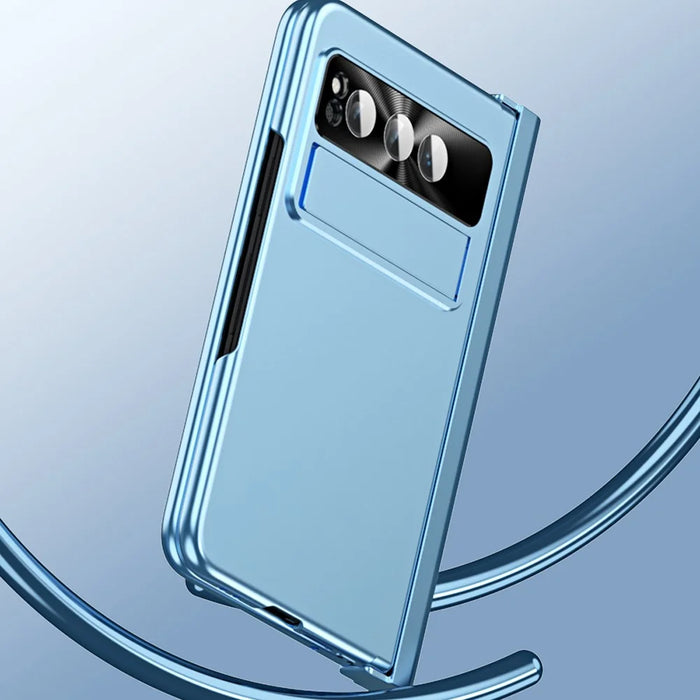 For Google Pixel Fold Electroplating Kickstand Phone Case PC Phone Cover - Blue - 7