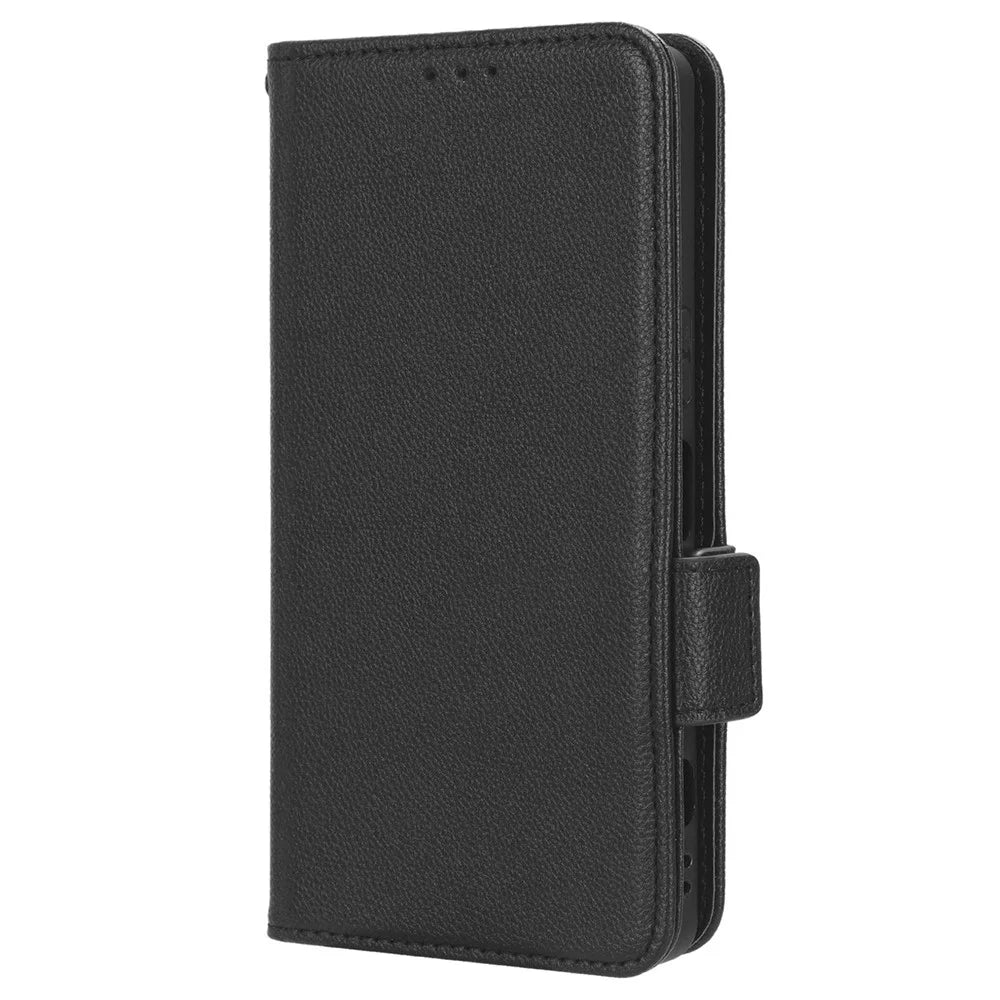 Phone Case for Sony Xperia 1 V Anti-drop Litchi Texture Stand PU Leather Wallet Cover - Black - 5
