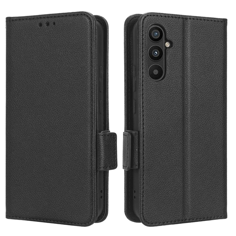 For Samsung Galaxy M54 5G / F54 5G PU Leather Wallet Anti-scratch Phone Case Litchi Texture Flip Stand Cover - Black - 1