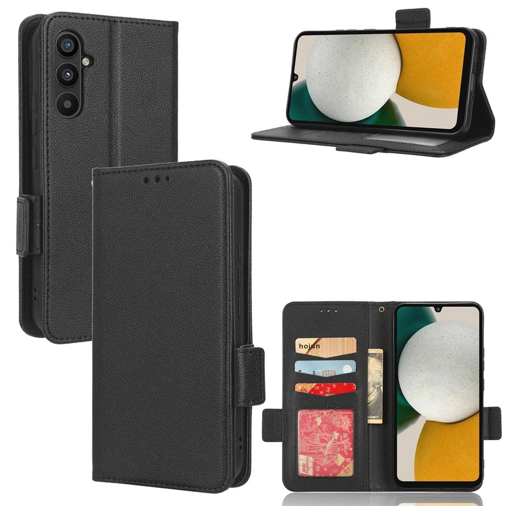 For Samsung Galaxy M54 5G / F54 5G PU Leather Wallet Anti-scratch Phone Case Litchi Texture Flip Stand Cover - Black - 4