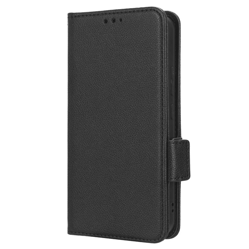 For Samsung Galaxy M54 5G / F54 5G PU Leather Wallet Anti-scratch Phone Case Litchi Texture Flip Stand Cover - Black - 5