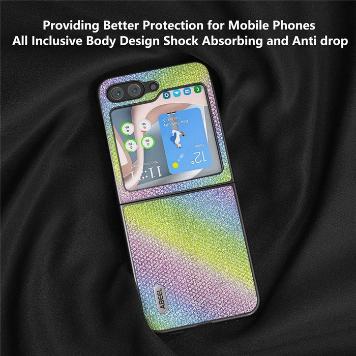 ABEEL For Samsung Galaxy Z Flip5 5G Rhinestone Texture Phone Case PU Leather + PC Back Cover - Multi-color - 3