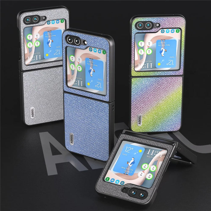 ABEEL For Samsung Galaxy Z Flip5 5G Rhinestone Texture Phone Case PU Leather + PC Back Cover - Multi-color - 5