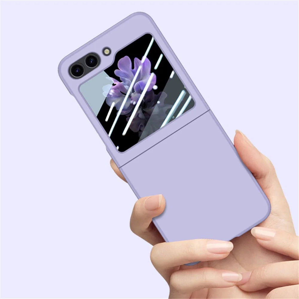 For Samsung Galaxy Z Flip5 5G PC Phone Case Skin-touch Shockproof Cover with Small Screen Film - Purple - 3