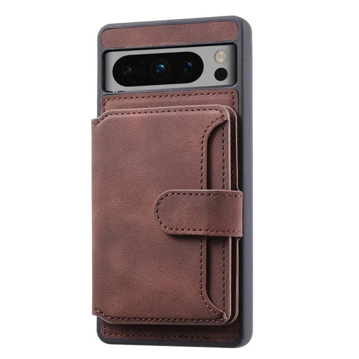 For Google Pixel 8 Pro RFID Blocking Wallet Case PU Leather Coated TPU Phone Kickstand Cover - Coffee - 5