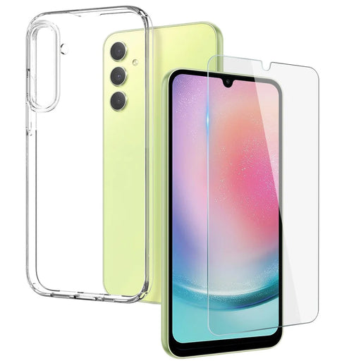 NORTHJO For Samsung Galaxy A24 4G (162.1 x 77.6 x 8.3mm) Phone Case Clear TPU Cover with Tempered Glass Film - Transparent - 1