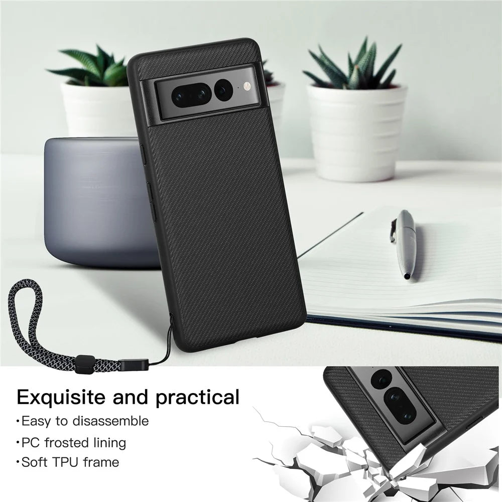 VILI TC Series for Google Pixel 7 Pro PU Leather Coating Phone Case Soft TPU Textured Phone Cover - 3