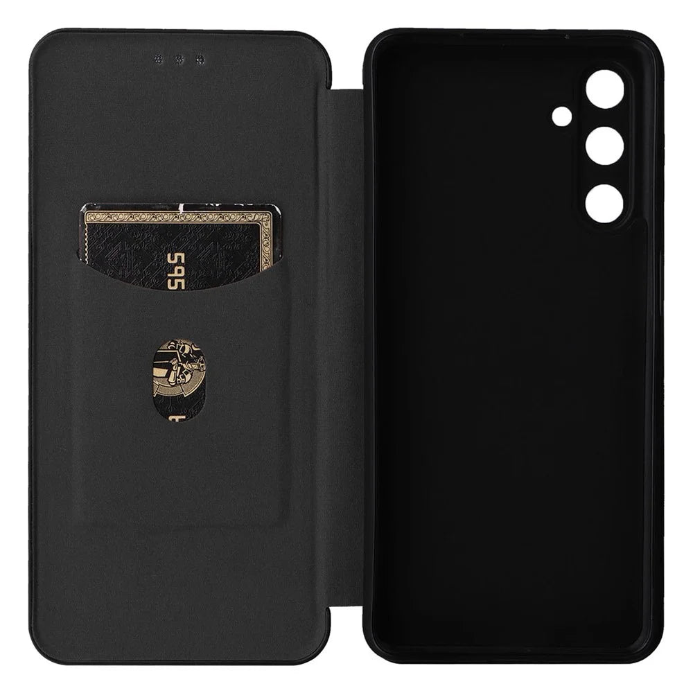 For Samsung Galaxy M54 5G / F54 5G PU Leather Carbon Fiber Texture Phone Case Stand Card Slot Magnetic Cover - Black - 4