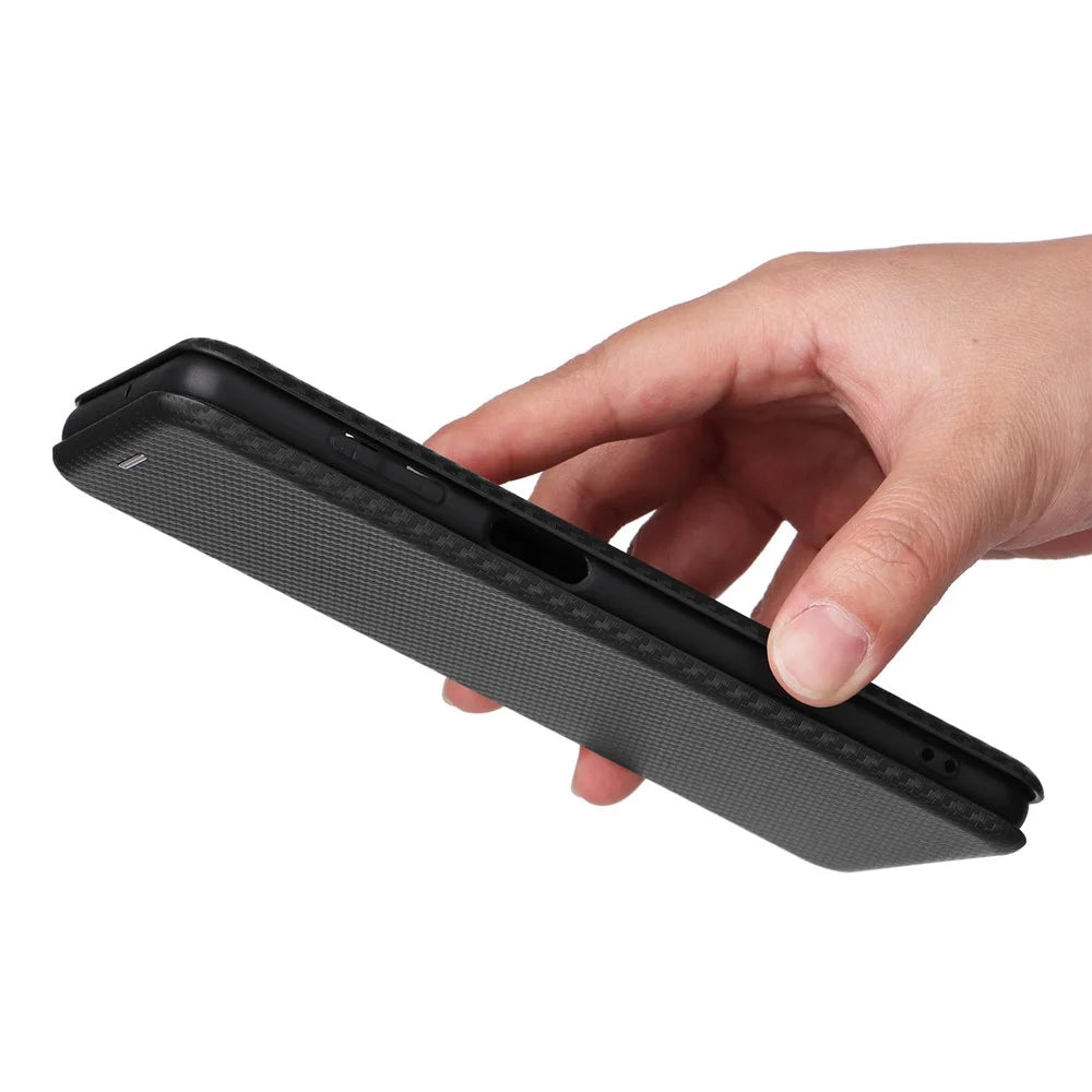 For Samsung Galaxy M54 5G / F54 5G PU Leather Carbon Fiber Texture Phone Case Stand Card Slot Magnetic Cover - Black - 7