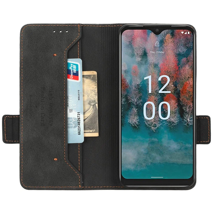 For Nokia C12 4G / C12 Pro / C12 Plus Wallet PU Leather Phone Case Hardware Decor Stand Cover - Black - 2