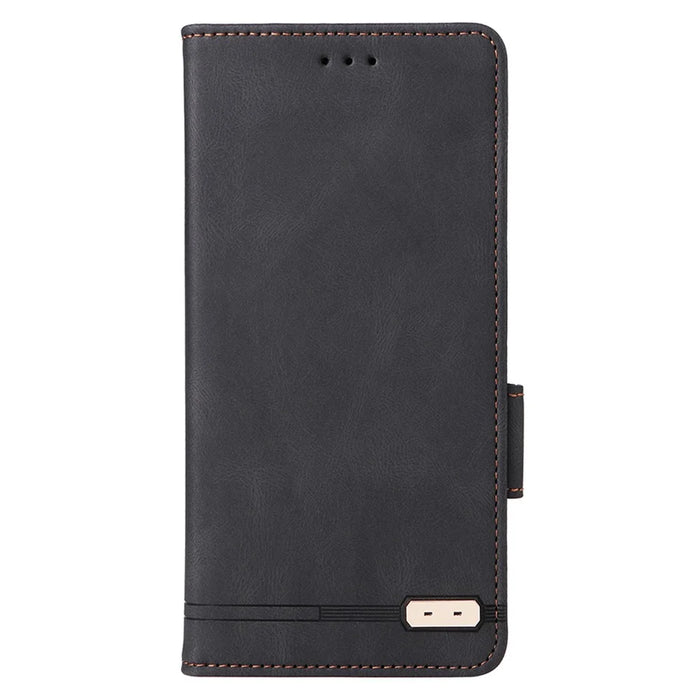 For Nokia C12 4G / C12 Pro / C12 Plus Wallet PU Leather Phone Case Hardware Decor Stand Cover - Black - 4