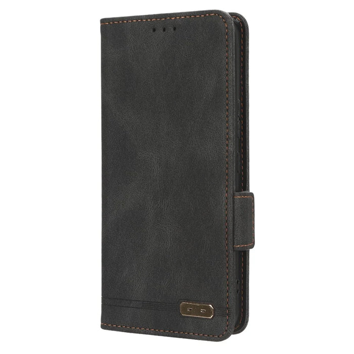 For Nokia C12 4G / C12 Pro / C12 Plus Wallet PU Leather Phone Case Hardware Decor Stand Cover - Black - 5