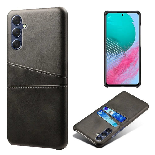 For Samsung Galaxy A24 4G (162.1 x 77.6 x 8.3mm) Dual Card Slots PU Leather Coated PC Case Anti-scratch Phone Cover - Black - 1