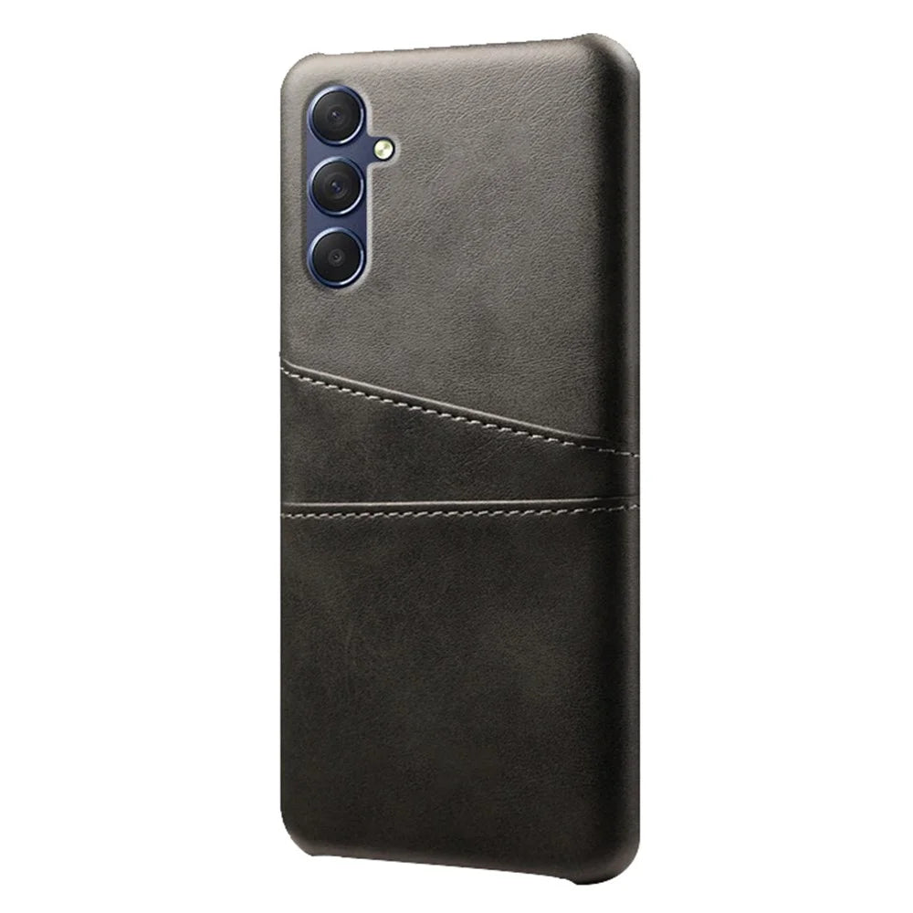 For Samsung Galaxy A24 4G (162.1 x 77.6 x 8.3mm) Dual Card Slots PU Leather Coated PC Case Anti-scratch Phone Cover - Black - 2