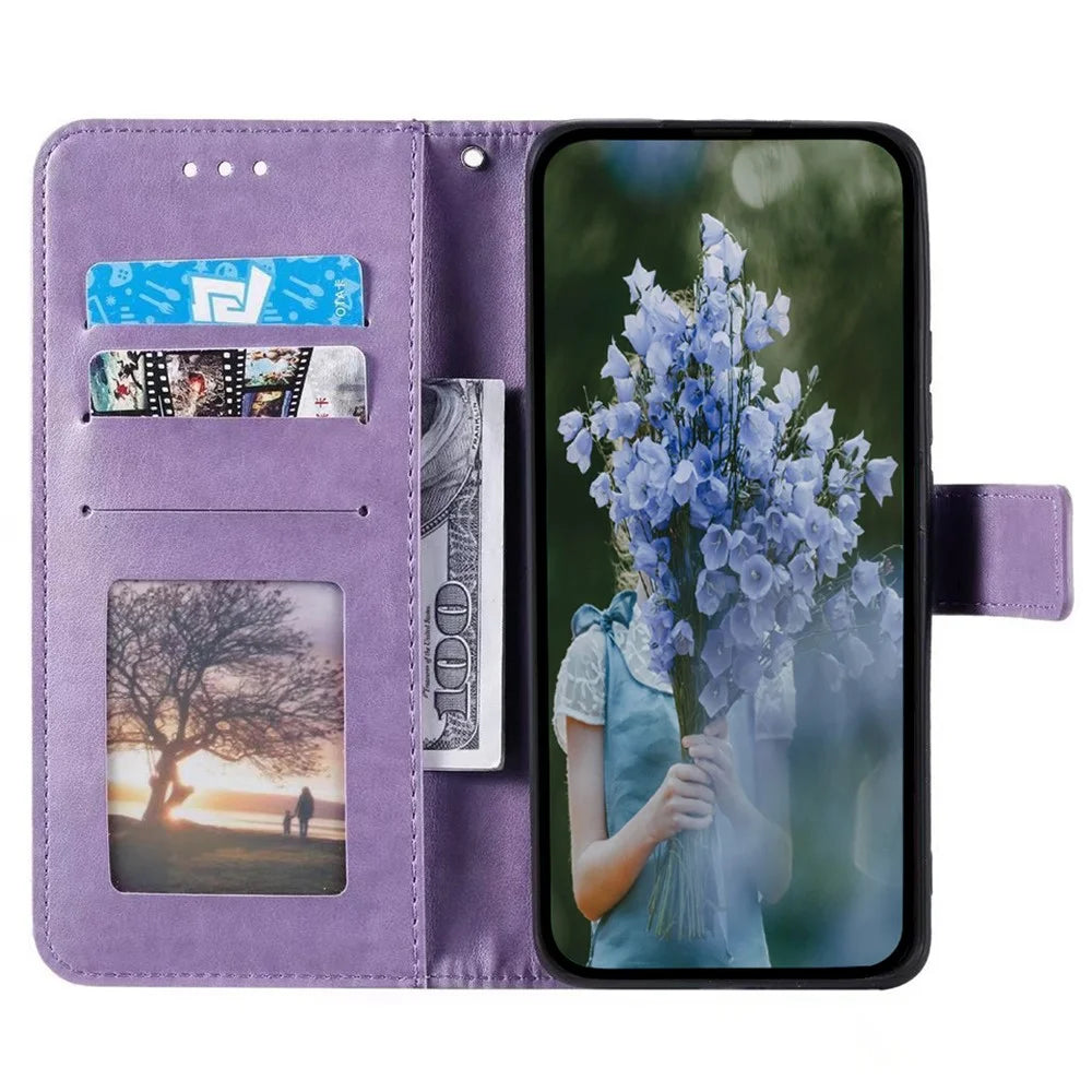 For Samsung Galaxy M54 5G / F54 5G Anti-Scratch PU Leather Wallet Phone Case Mandala Flower Pattern Stand Cover - Purple - 2