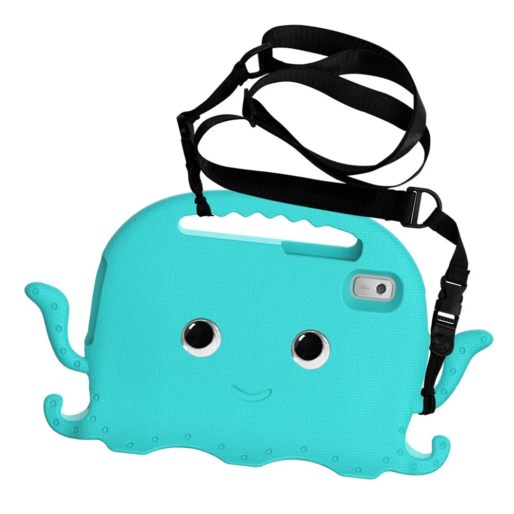 For Lenovo Tab M9 TB-310FU EVA Case Cartoon Octopus Hand Grip Tablet Cover with Shoulder Strap - Baby Blue - 1