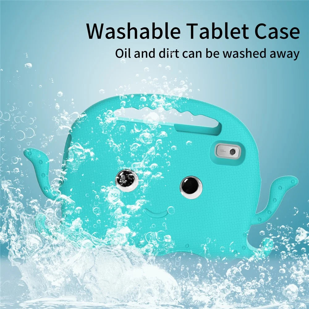 For Lenovo Tab M9 TB-310FU EVA Case Cartoon Octopus Hand Grip Tablet Cover with Shoulder Strap - Baby Blue - 5