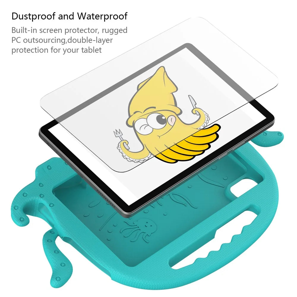 For Lenovo Tab M9 TB-310FU EVA Case Cartoon Octopus Hand Grip Tablet Cover with Shoulder Strap - Baby Blue - 6
