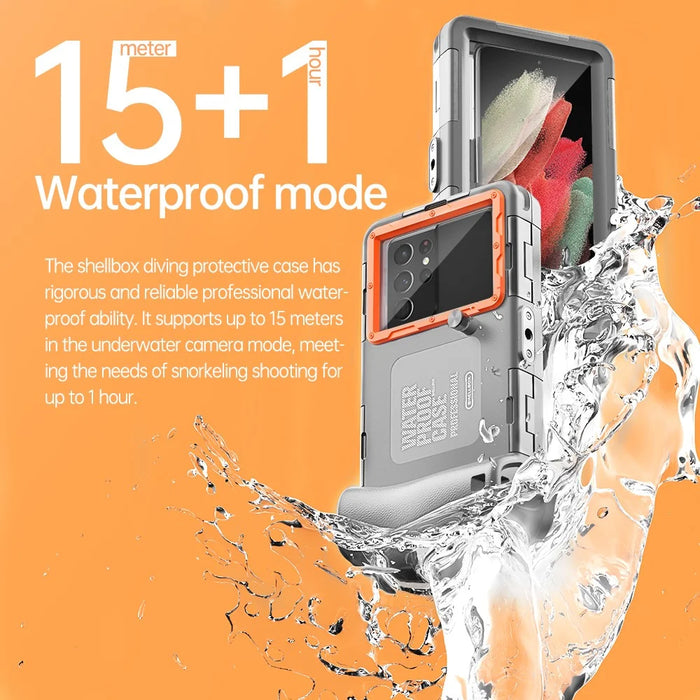 SHELLBOX 15M Underwater IPX8 Waterproof Diving Case for iPhone 14 Series / 13 Series / 12 Series Full Body Phone Shell II with Anti-lost Rope - 7