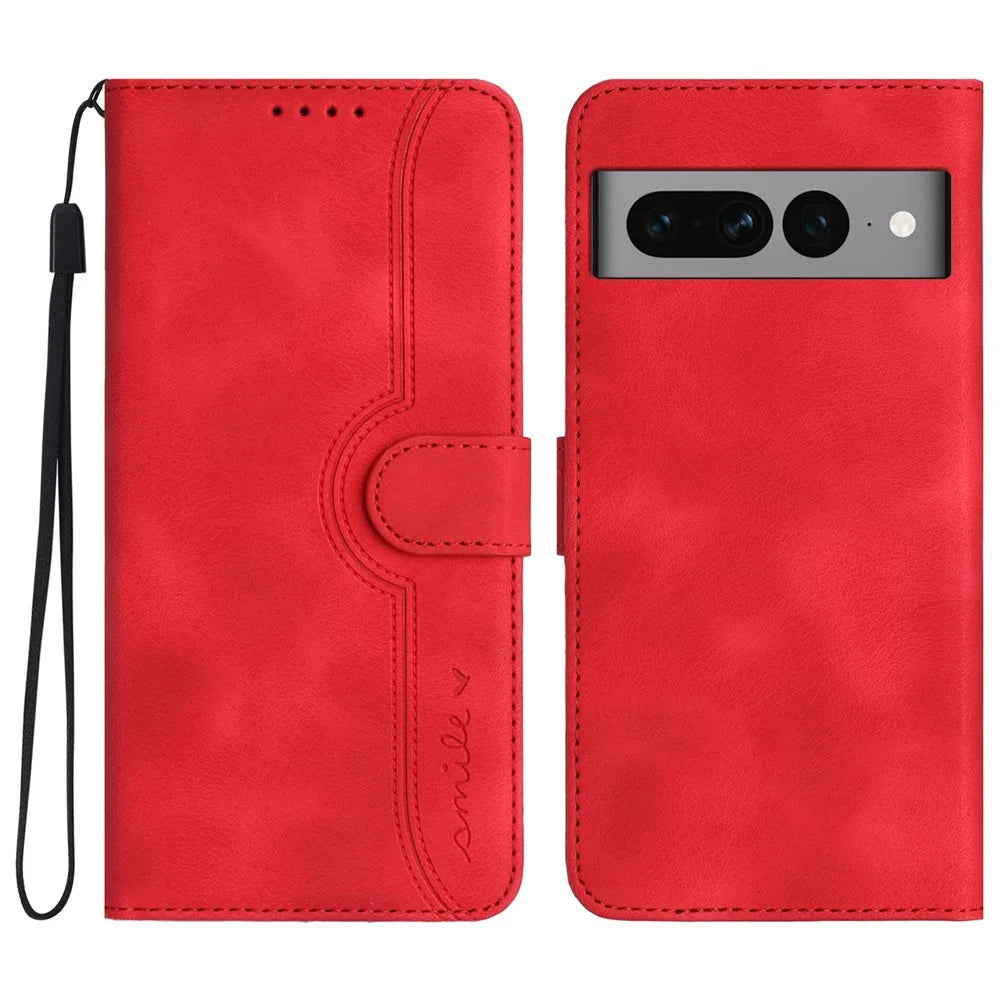 YX003 For Google Pixel 7 Pro 5G Imprinted Leather Stand Cover Cell Phone Wallet Case - Red - 1