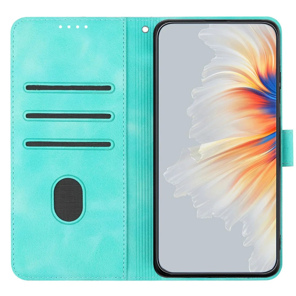 YX0030 Flip Phone Cover for Samsung Galaxy A53 5G , PU Leather Imprinted Pattern Stand Wallet Case - Baby Blue - 2
