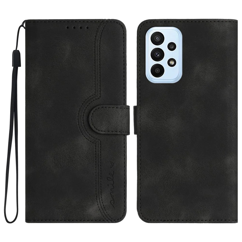 YX0030 Shockproof Wallet Case for Samsung Galaxy A73 5G Imprinted Pattern Phone Case PU Leather Flip Cover - Black - 1