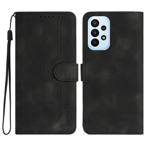 YX0030 Shockproof Wallet Case for Samsung Galaxy A73 5G Imprinted Pattern Phone Case PU Leather Flip Cover - Black - 1