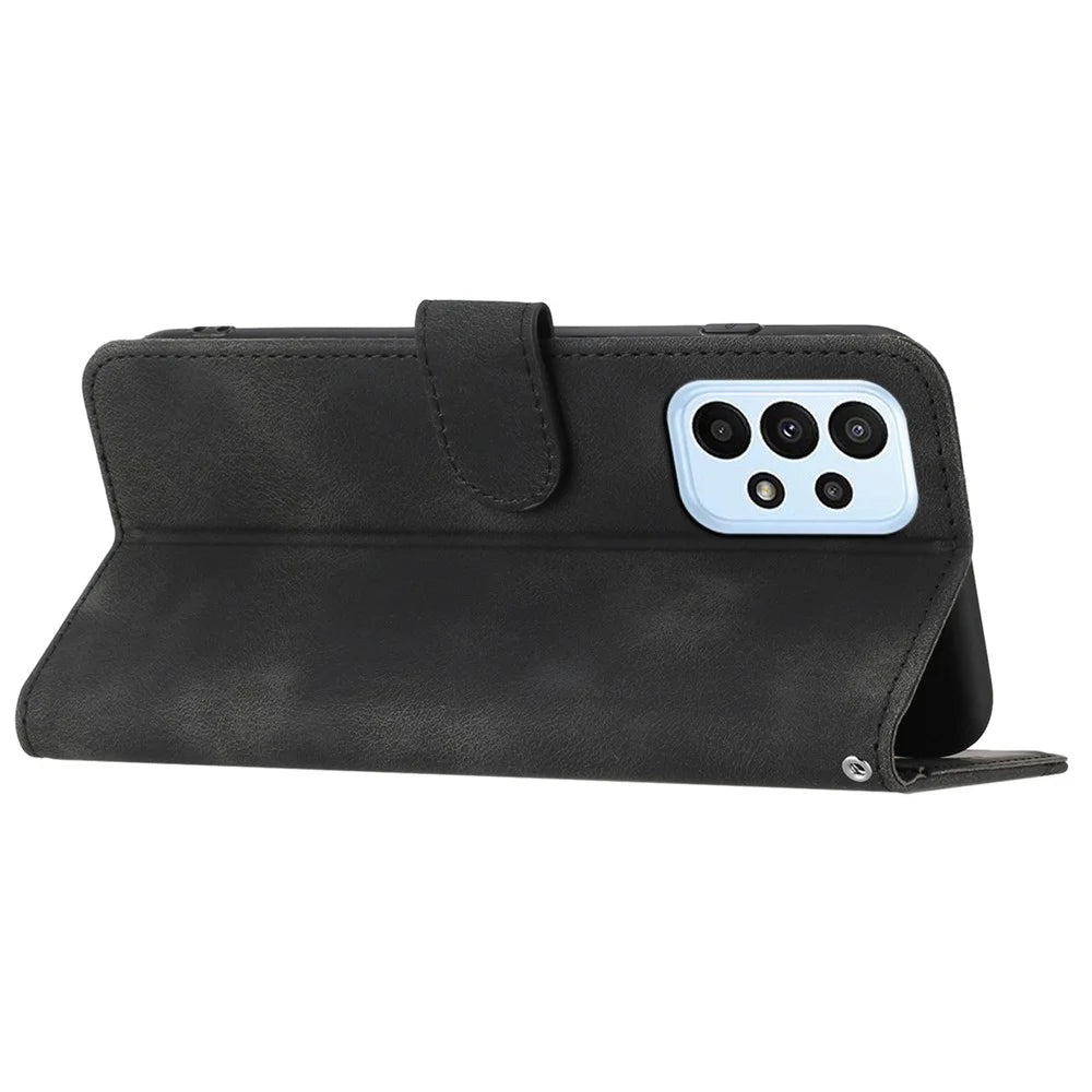 YX0030 Shockproof Wallet Case for Samsung Galaxy A73 5G Imprinted Pattern Phone Case PU Leather Flip Cover - Black - 3