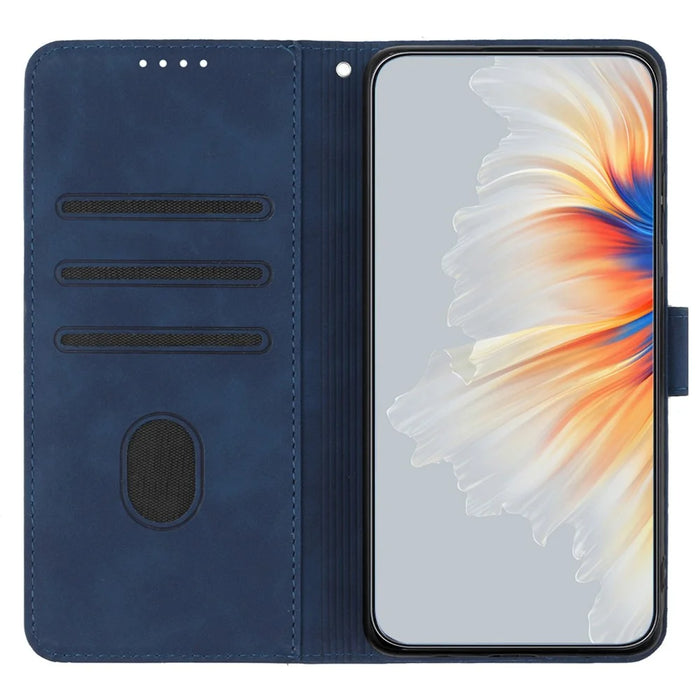 YX003 For iPhone 14 Pro Max PU Leather Wallet Phone Case Folding Stand Imprinted Cover - Sapphire - 2