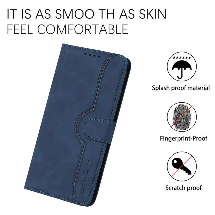 YX003 For iPhone 14 Pro Max PU Leather Wallet Phone Case Folding Stand Imprinted Cover - Sapphire - 4