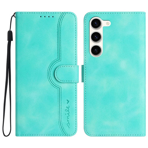 YX003 For Samsung Galaxy S23 PU Leather Shell Imprinted Pattern Wallet Stand Phone Case - Baby Blue - 1