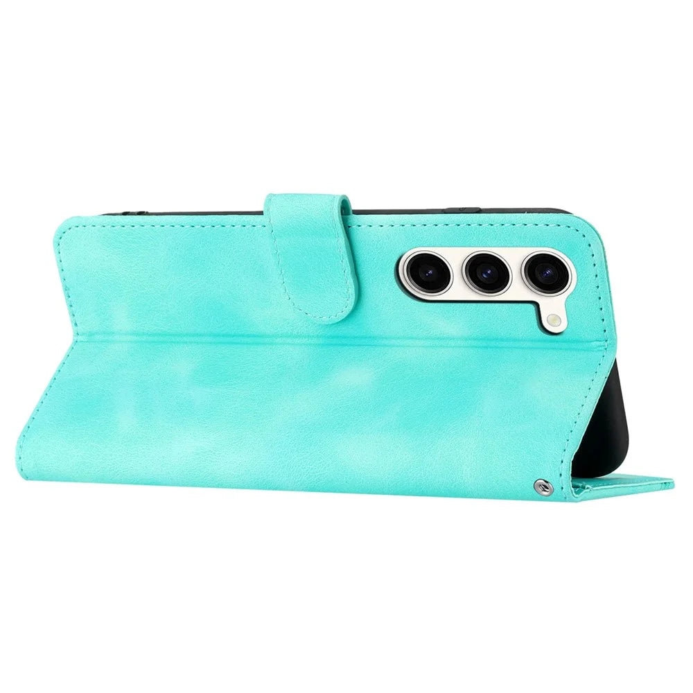 YX003 For Samsung Galaxy S23 PU Leather Shell Imprinted Pattern Wallet Stand Phone Case - Baby Blue - 3