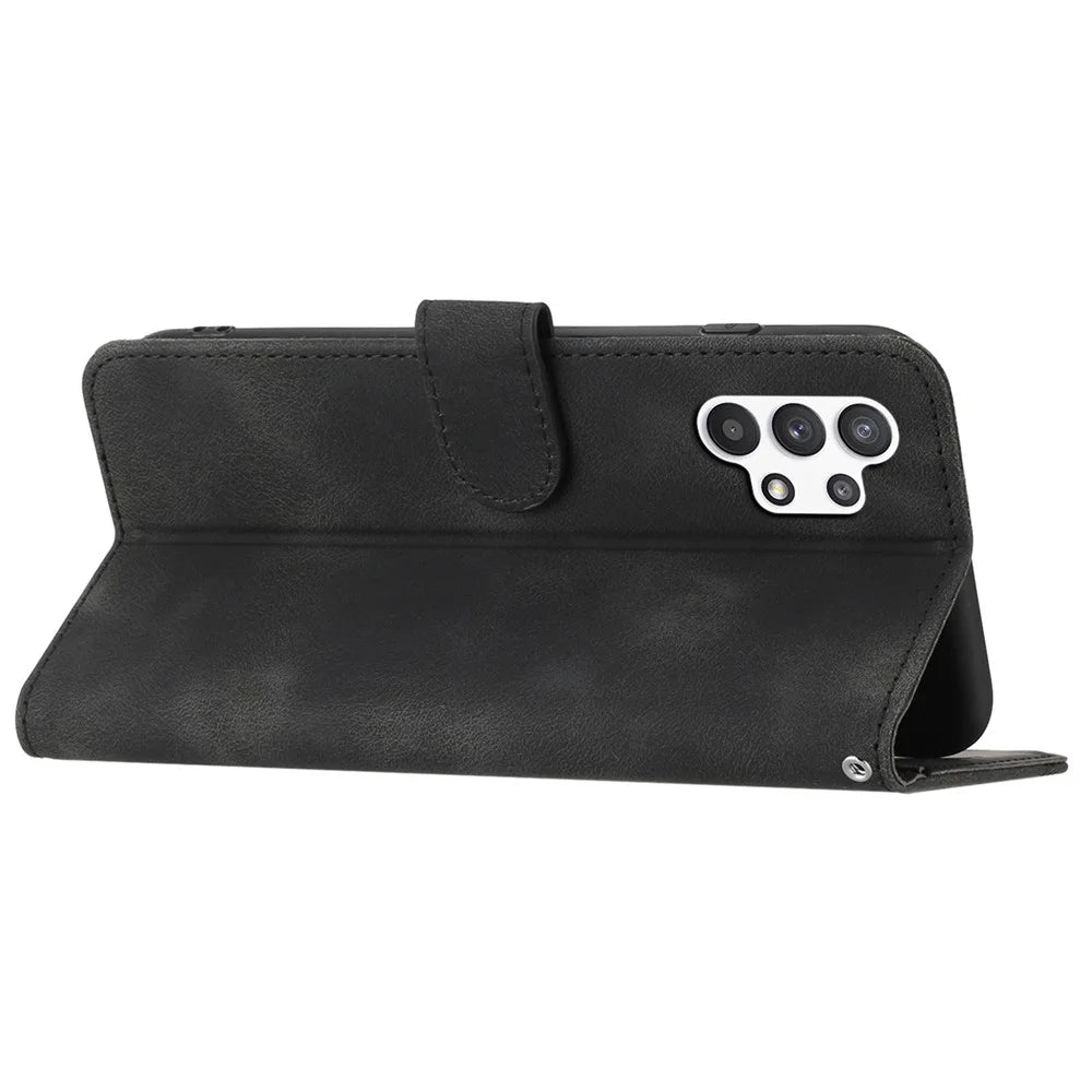 YX003 For Samsung Galaxy A13 4G PU Leather Flip Stand Phone Case Imprinted Wallet Cover - Black - 3