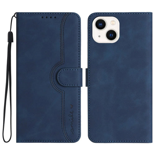 YX003 For iPhone 13 mini Anti-Scratch PU Leather Stand Phone Case Imprinted Wallet Flip Cover - Sapphire - 1