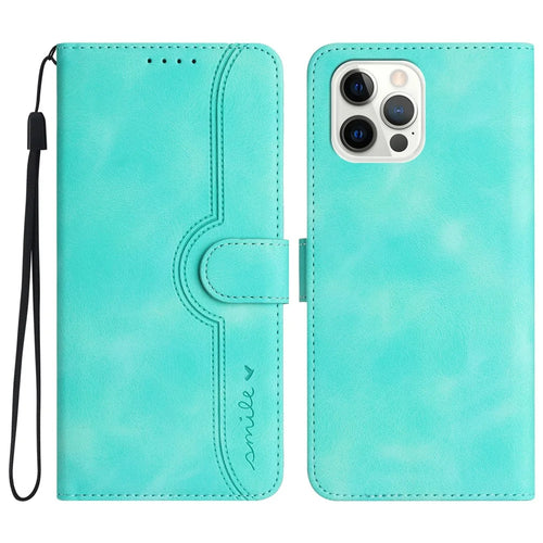YX003 For iPhone 13 Pro 6.1 inch Stand Phone Case Imprinted Wallet Anti-Scratch PU Leather Smartphone Cover - Baby Blue - 1