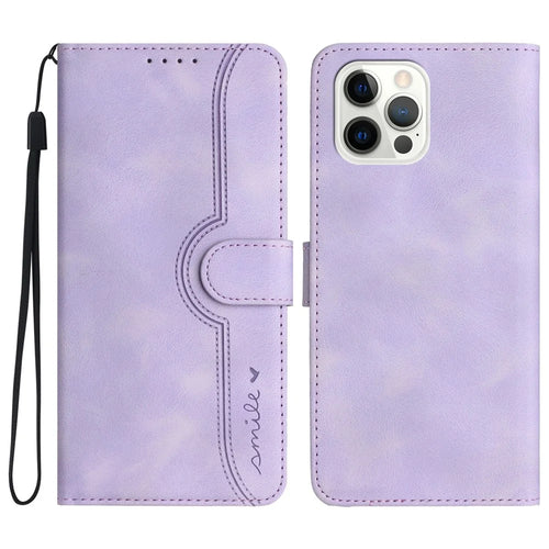 YX003 For iPhone 13 Pro Max 6.7 inch PU Leather Shockproof Phone Case Flip Stand Imprinted Wallet Cover - Light Purple - 1