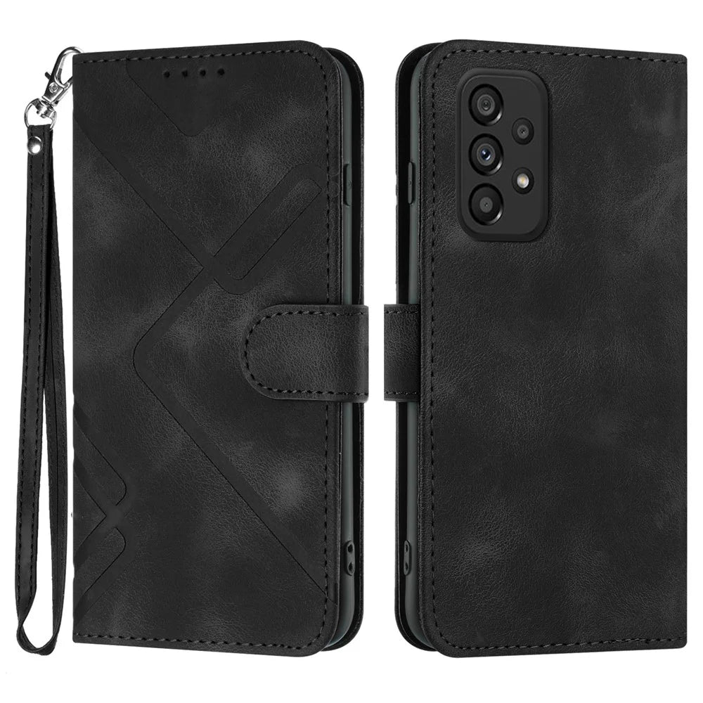 YX0040 For Samsung Galaxy A53 5G Phone Stand Case Imprinted Pattern PU Leather Cover Wallet - Black - 1